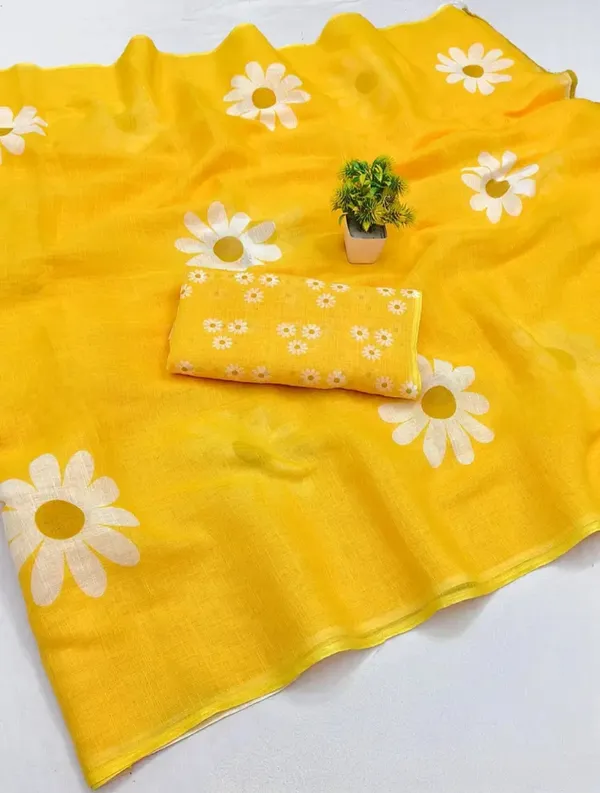 Yellow_Floral_Print_Saree_for_Women