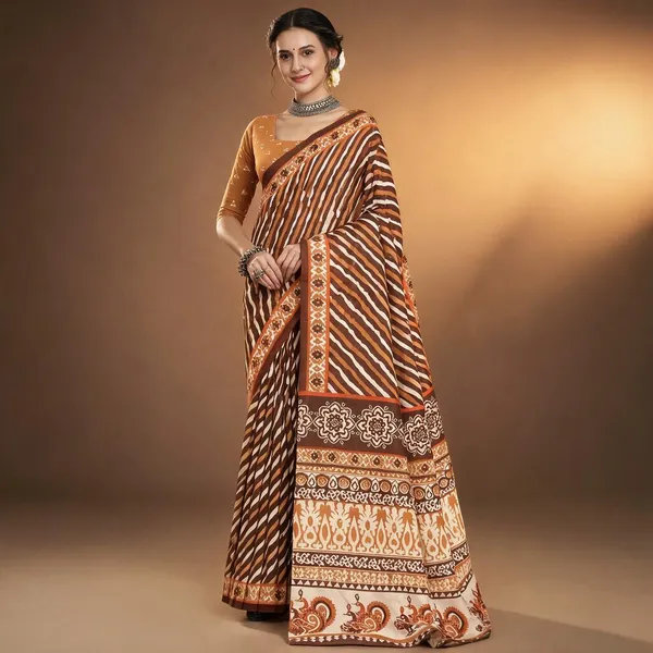 Brown_Printed_Saree_For_Women