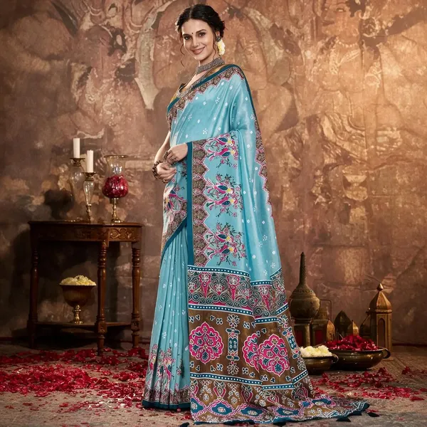 Blue_Floral_Printed_Saree_for_Women