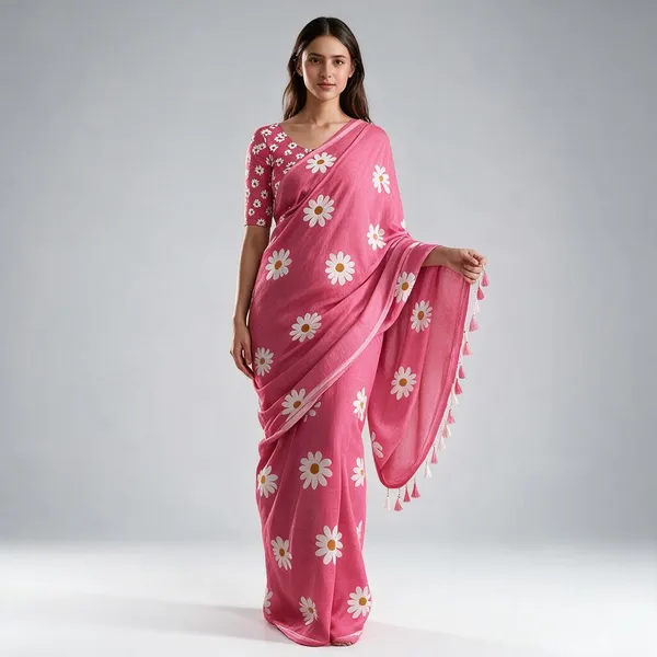 Pink_Floral_Print_Saree_With_Blouse_Piece_for_Women