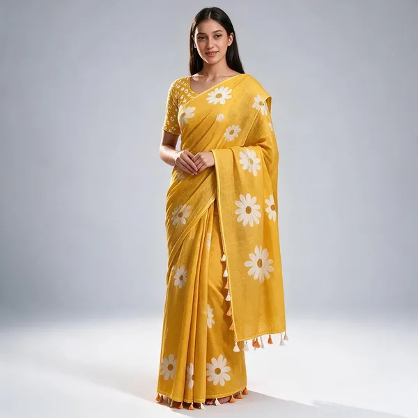 Yellow_Floral_Print_Saree_for_Women