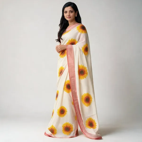 Cream_Floral_Print_Saree_for_Women