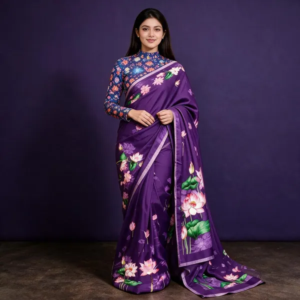 Purple_Floral_Print_Saree_for_Women