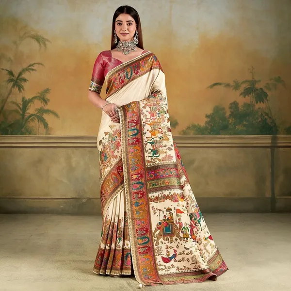 Cream_Printed_Ethnic_Saree_for_Women