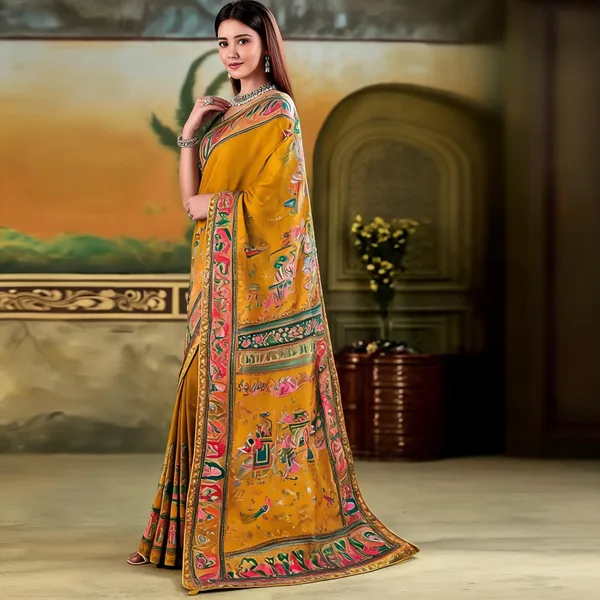 Yellow_Ethnic_Printed_Saree_For_Women