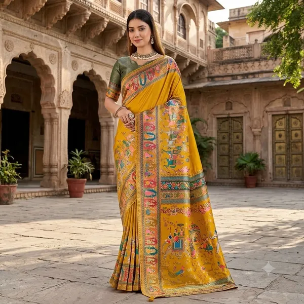 Yellow_Ethnic_Printed_Saree_For_Women