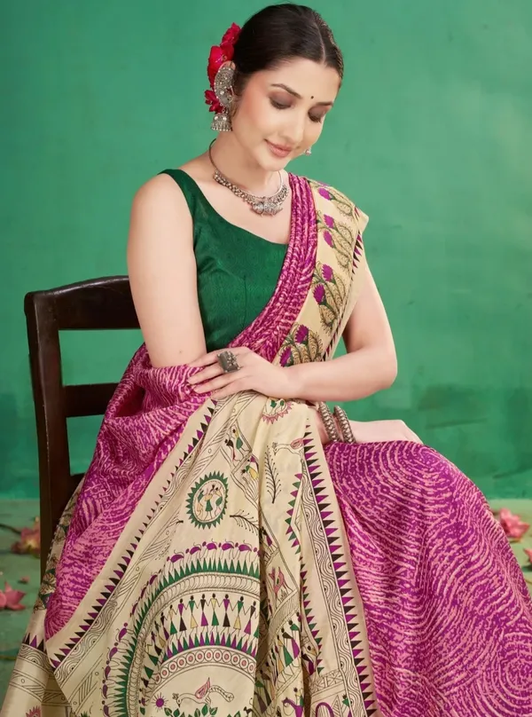 Pink_Printed_Ethnic_Saree_For_Women