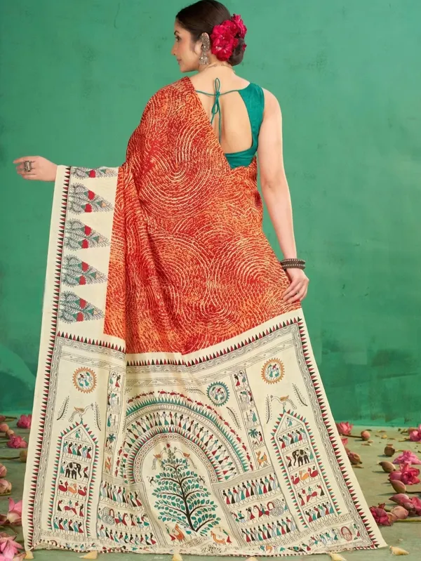 Orange_Printed_Saree_for_Women