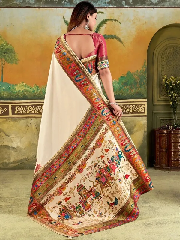 Cream_Printed_Ethnic_Saree_for_Women