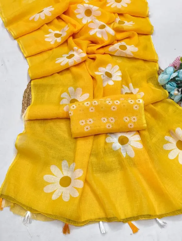 Yellow_Floral_Print_Saree_for_Women