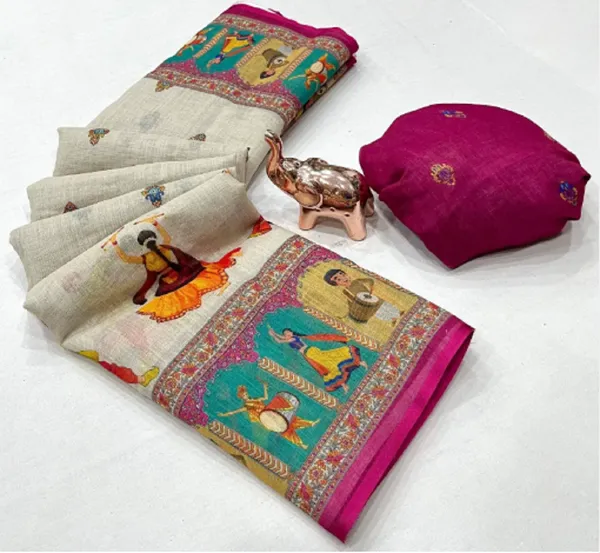 Off_White_Printed_Saree_For_Women