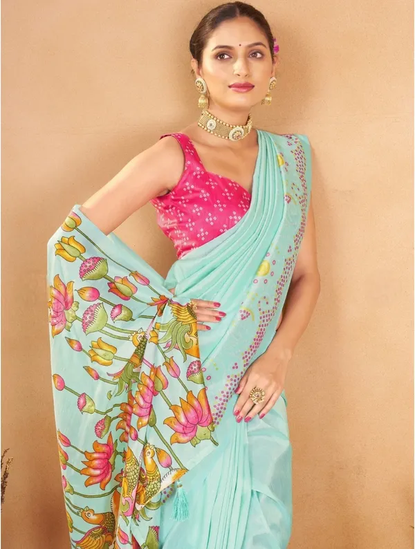 Aqua_Printed_Saree_for_Women