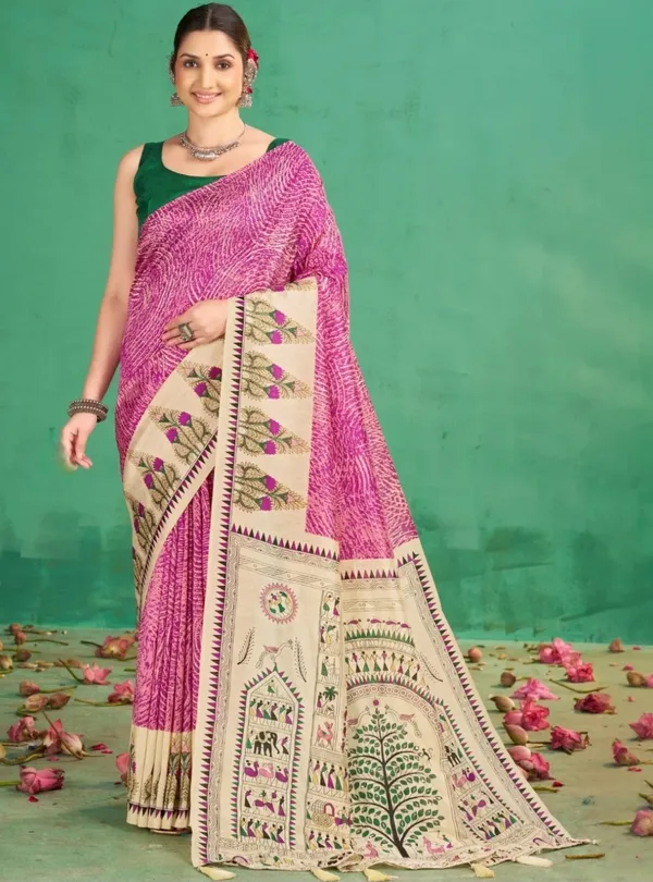 Pink_Printed_Ethnic_Saree_For_Women