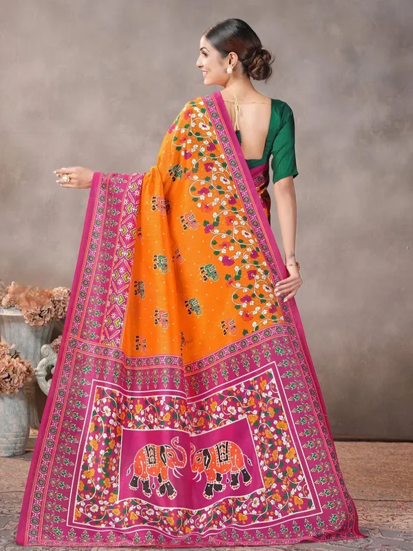 Orange_Printed_Saree_for_Women