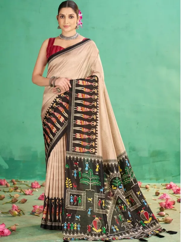 Beige_Printed_Saree_For_Women