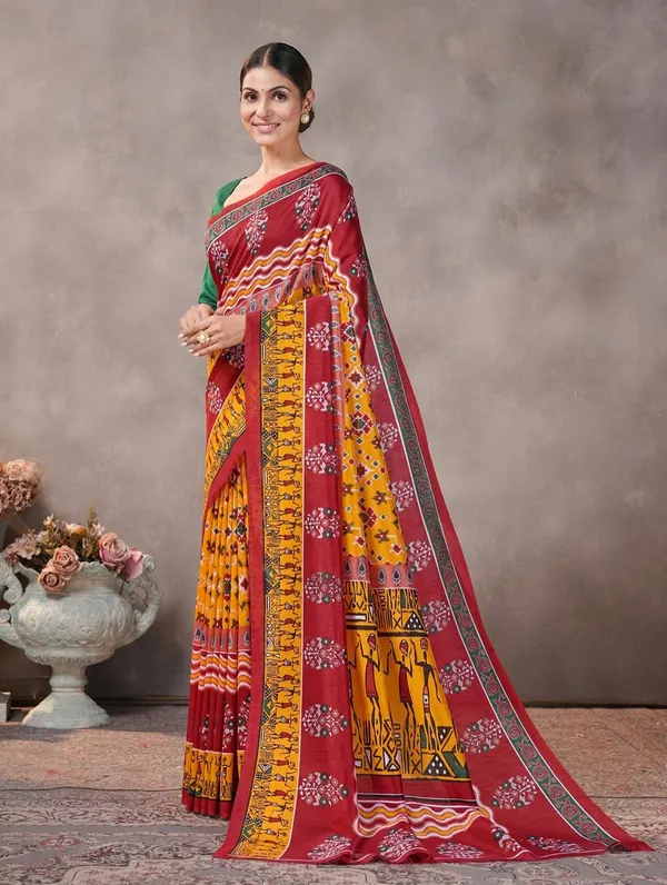 Maroon_Printed_Saree_For_Women