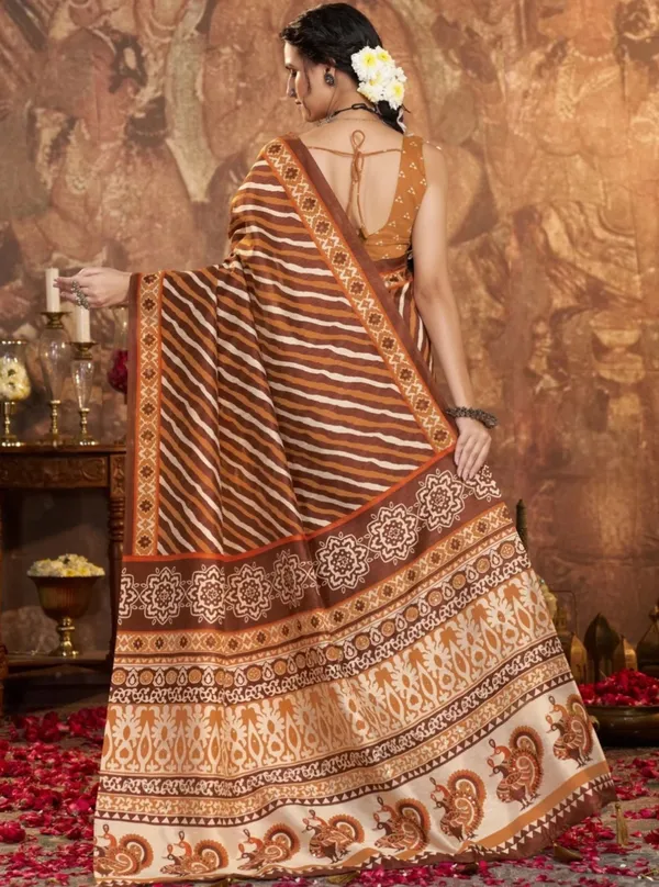 Brown_Printed_Saree_For_Women