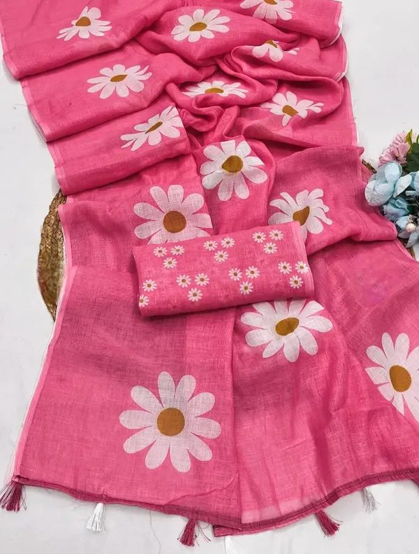 Pink_Floral_Print_Saree_With_Blouse_Piece_for_Women