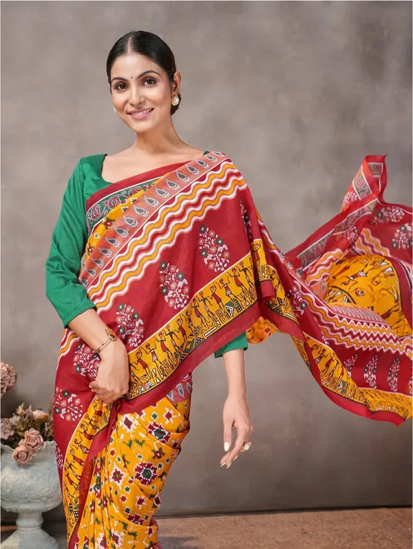 Maroon_Printed_Saree_For_Women
