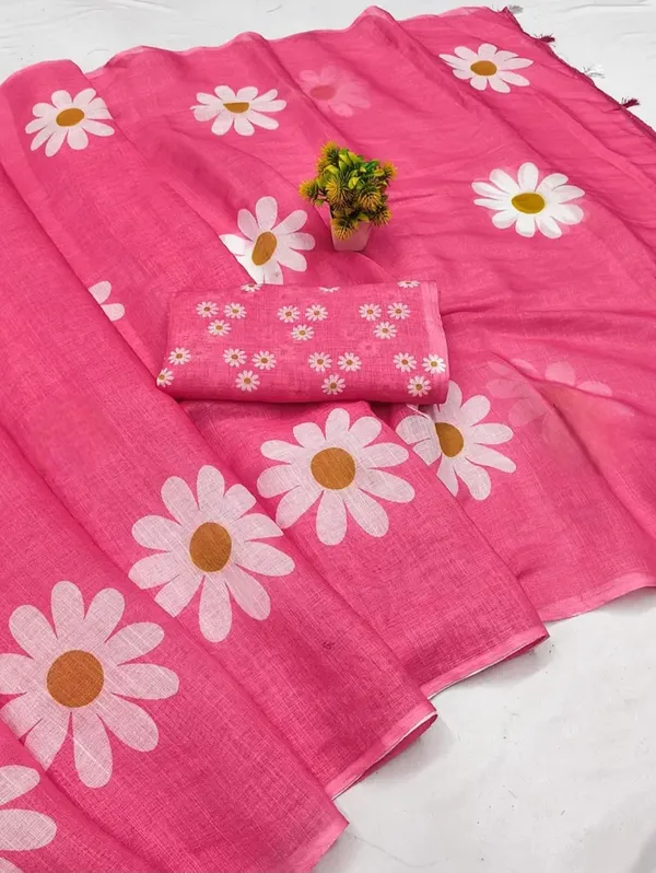 Pink_Floral_Print_Saree_With_Blouse_Piece_for_Women