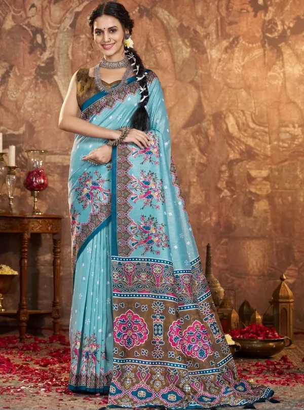 Blue_Floral_Printed_Saree_for_Women