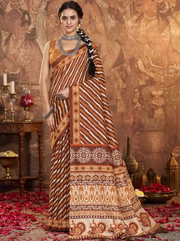 Brown_Printed_Saree_For_Women