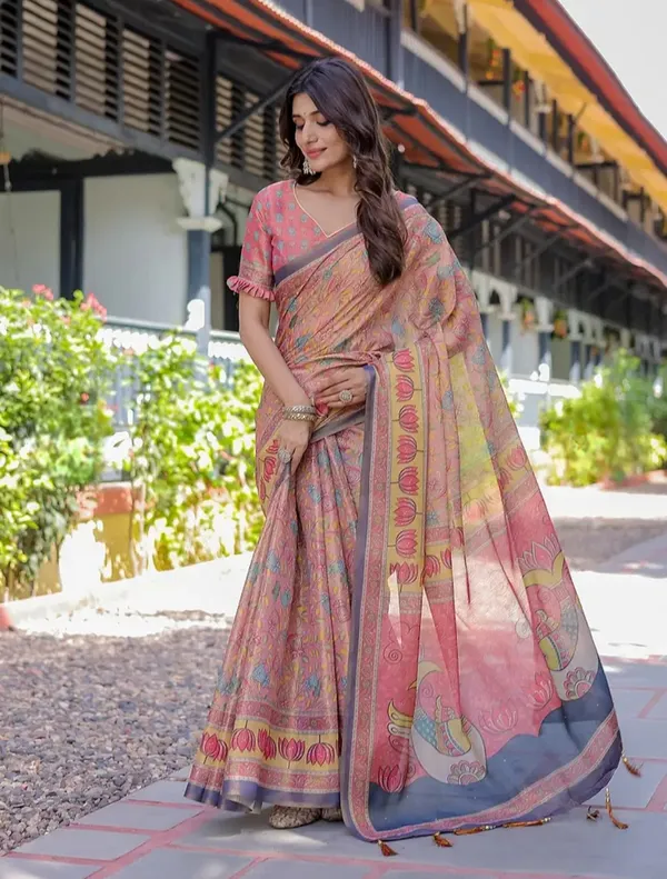 Pink_Multicolor_Printed_Saree_for_Women