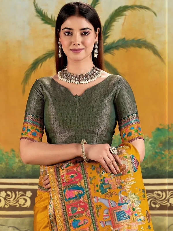 Yellow_Ethnic_Printed_Saree_For_Women