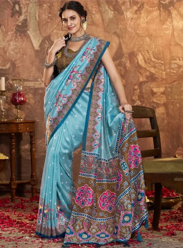 Blue_Floral_Printed_Saree_for_Women