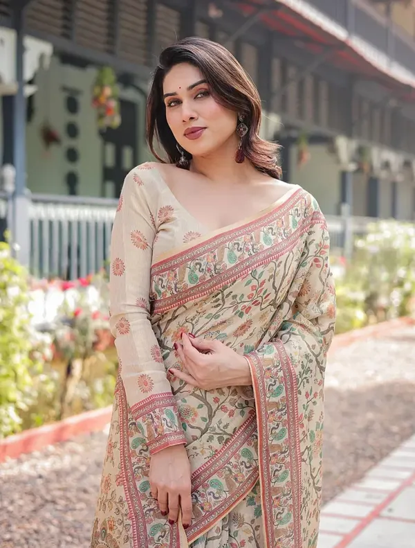 Beige_Floral_Print_Saree_for_Women
