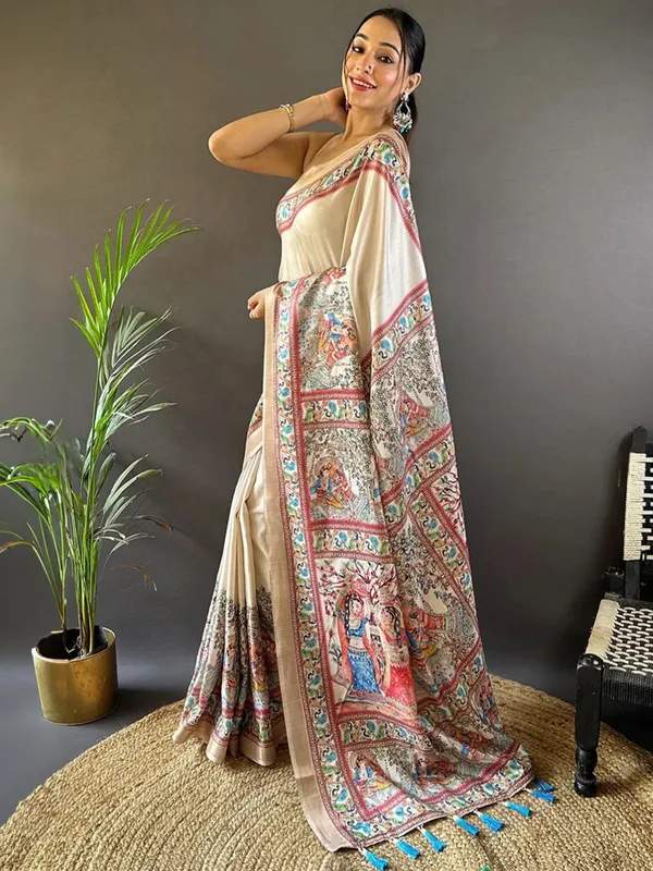 Beige_Printed_Saree_For_Women