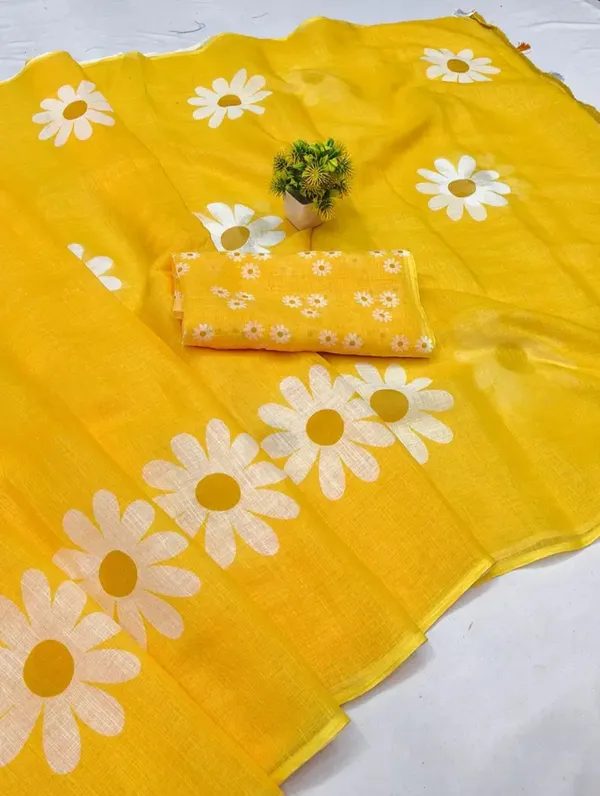 Yellow_Floral_Print_Saree_for_Women