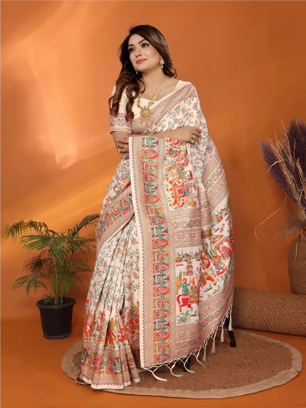 Cream_Printed_Saree_for_Women
