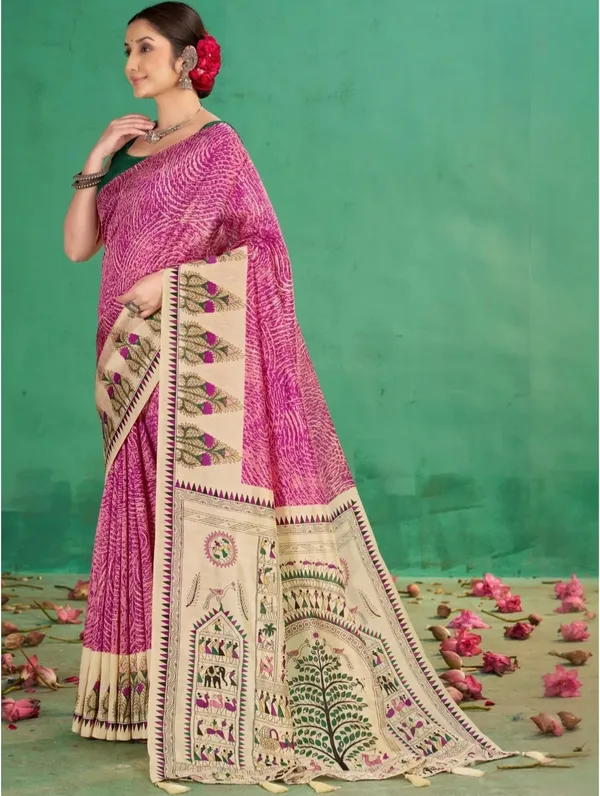 Pink_Printed_Ethnic_Saree_For_Women