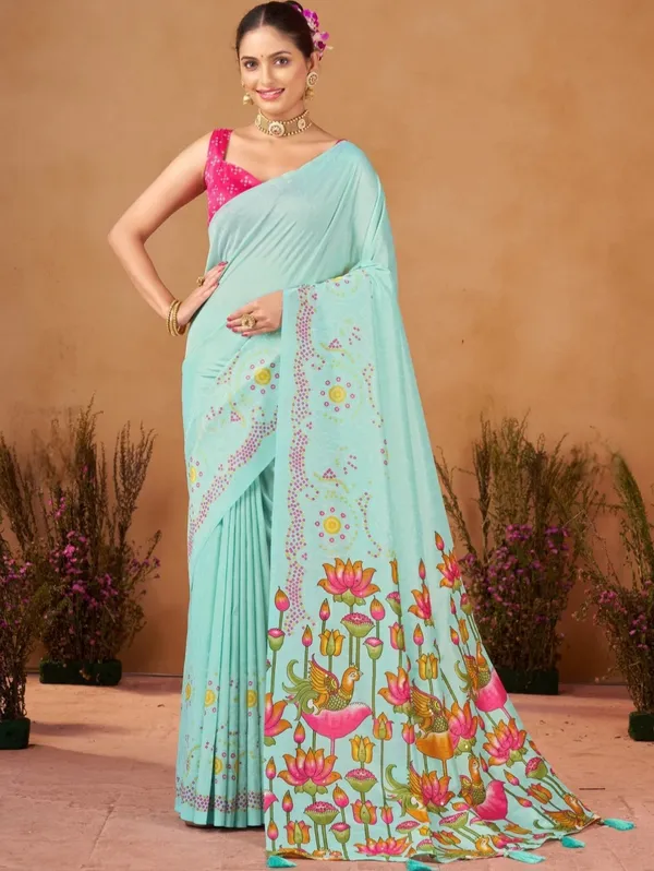 Aqua_Printed_Saree_for_Women