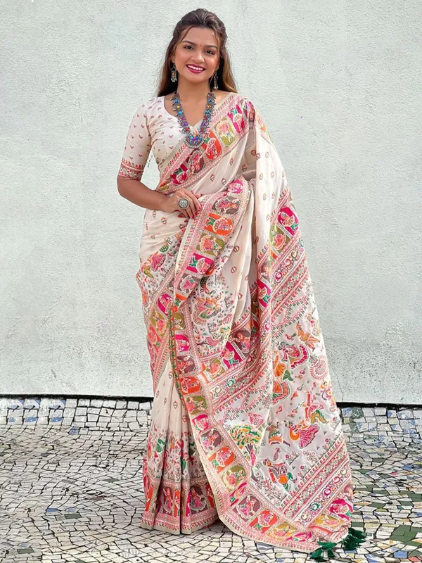 Cream_Printed_Ethnic_Saree_for_Women