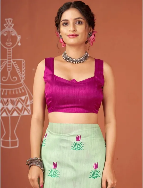 Green_Floral_Print_Saree_For_Women