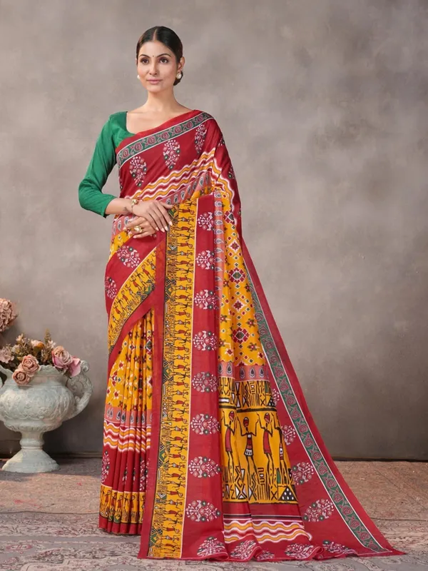 Maroon_Printed_Saree_For_Women