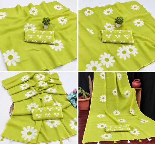 Green_Floral_Print_Saree_For_Women