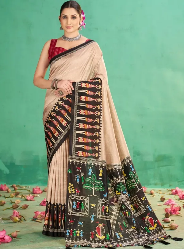Beige_Printed_Saree_For_Women