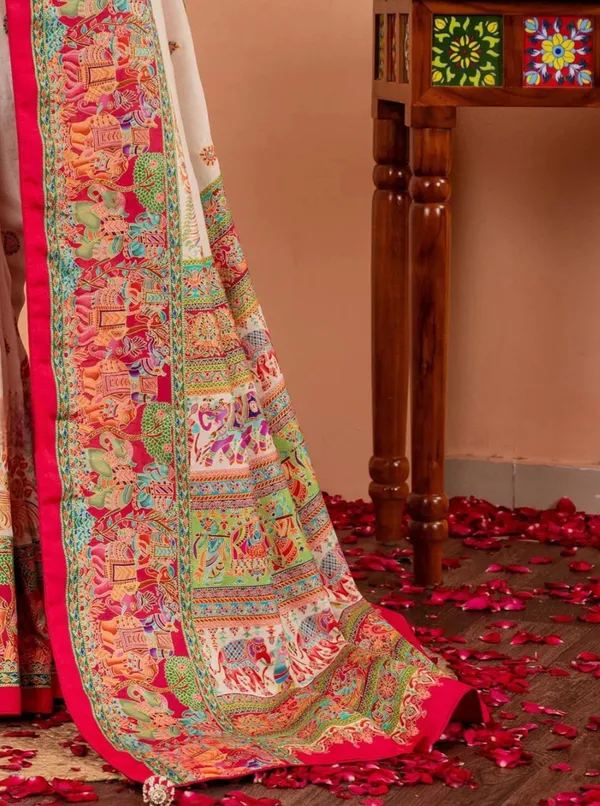 Cream_Multicolor_Printed_Saree_For_Women
