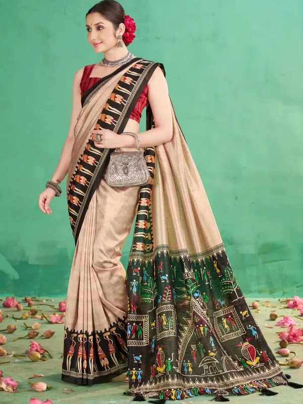 Beige_Printed_Saree_For_Women