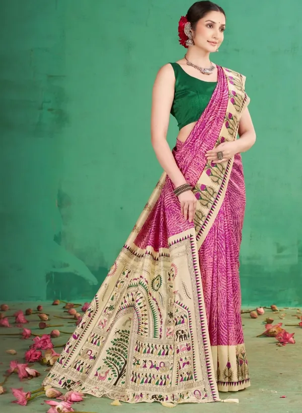 Pink_Printed_Ethnic_Saree_For_Women