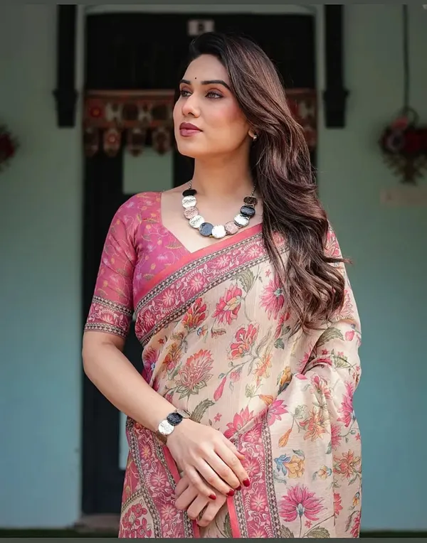 Pink_Floral_Print_Saree_for_Women