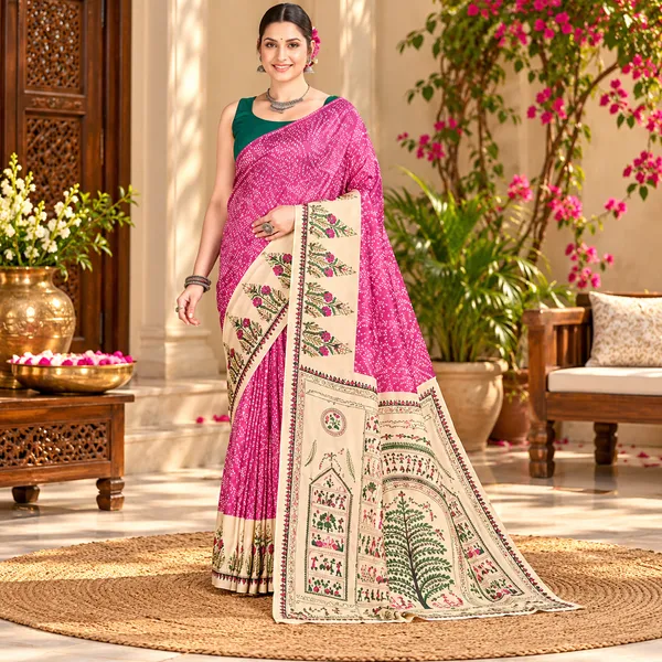 Pink_Printed_Ethnic_Saree_For_Women