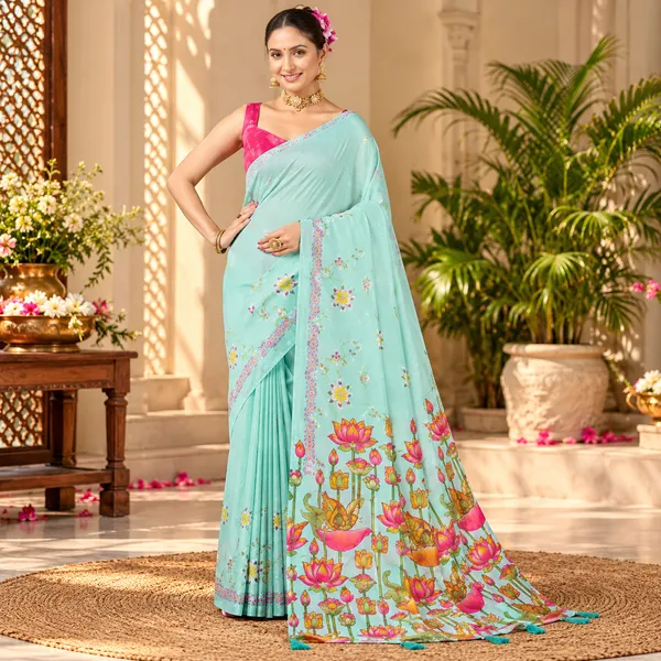 Aqua_Printed_Saree_for_Women