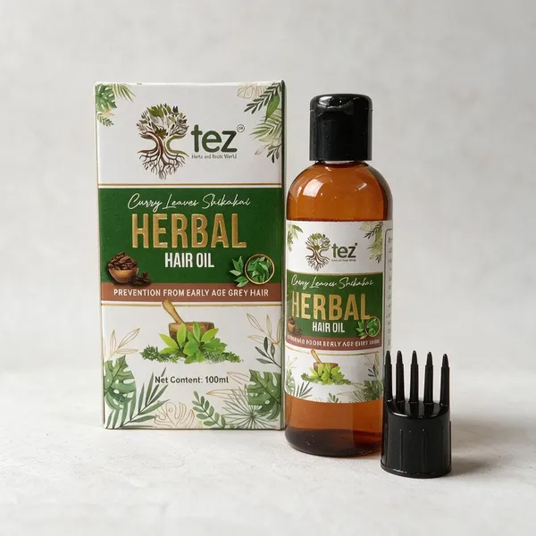Tez_Herbal_Shikakai_Curry_Leaf_Hair_Oil_For_Grey_Hair
