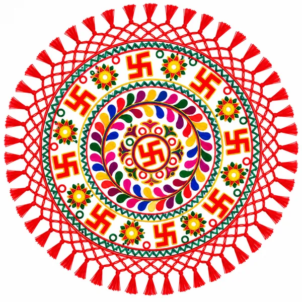 Handcrafted_Gujarati_Embroidery_Square_Thalposh_-_Lotus_Floral_Mirror_Work_Chowki_Mat_&_Table_Cover_with_Red_Tassels