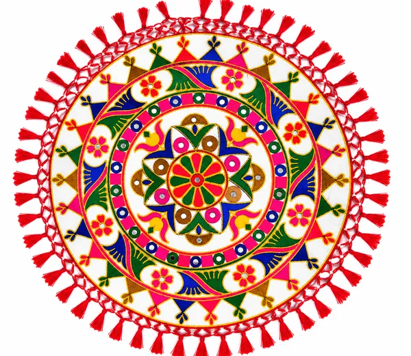Handcrafted_Gujarati_Embroidery_Square_Thalposh_-_Lotus_Floral_Mirror_Work_Chowki_Mat_&_Table_Cover_with_Red_Tassels