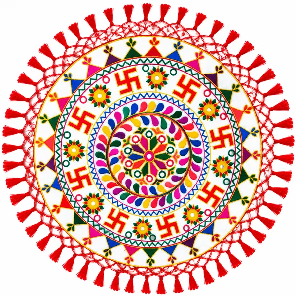Handcrafted_Gujarati_Embroidery_Square_Thalposh_-_Lotus_Floral_Mirror_Work_Chowki_Mat_&_Table_Cover_with_Red_Tassels